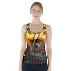 Art Paint Landscape Mountain Racer Back Sports Top by Cemarart