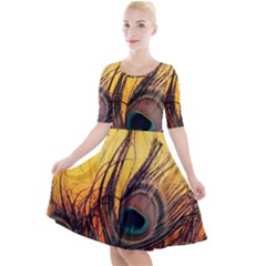 Art Paint Landscape Mountain Quarter Sleeve A-line Dress by Cemarart