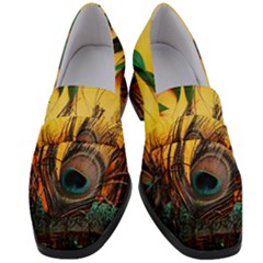 City Light Sky Landmark Painting Women s Chunky Heel Loafers by Cemarart