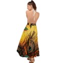 City Light Sky Landmark Painting Backless Maxi Beach Dress View2