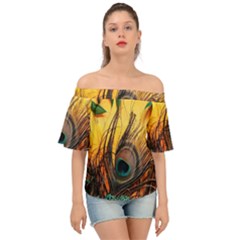 City Light Sky Landmark Painting Off Shoulder Short Sleeve Top by Cemarart