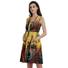 Art Paint Landscape Mountain Sleeveless Dress With Pocket by Cemarart