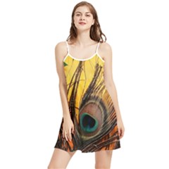 City Light Sky Landmark Painting Summer Frill Dress by Cemarart