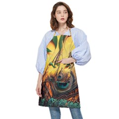 City Light Sky Landmark Painting Pocket Apron by Cemarart