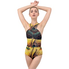 Art Paint Landscape Mountain Cross Front Low Back Swimsuit by Cemarart