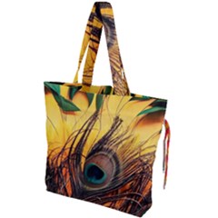 Art Paint Landscape Mountain Drawstring Tote Bag by Cemarart