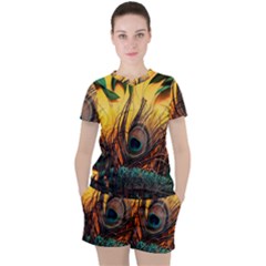 Art Paint Landscape Mountain Women s T-shirt And Shorts Set