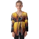 City Light Sky Landmark Painting Kids  V Neck Casual Top View1