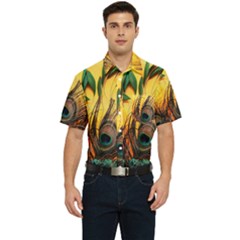 Art Paint Landscape Mountain Men s Short Sleeve Pocket Shirt  by Cemarart