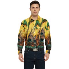 Art Paint Landscape Mountain Men s Long Sleeve Pocket Shirt  by Cemarart