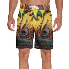 City Light Sky Landmark Painting Men s Beach Shorts by Cemarart