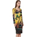 Art Paint Landscape Mountain Long Sleeve V-Neck Bodycon Dress  View3