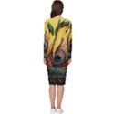 Art Paint Landscape Mountain Long Sleeve V-Neck Bodycon Dress  View4