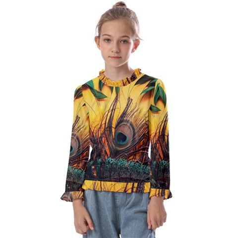 Art Paint Landscape Mountain Kids  Frill Detail T-shirt by Cemarart