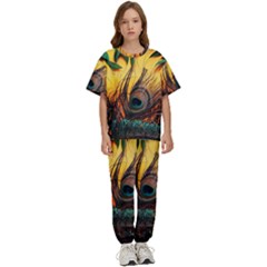 Art Paint Landscape Mountain Kids  T-shirt And Pants Sports Set by Cemarart