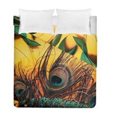 Oceans Stunning Painting Sunset Scenery Wave Paradise Beache Mountains Duvet Cover Double Side (full/ Double Size) by Cemarart