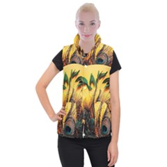 Oceans Stunning Painting Sunset Scenery Wave Paradise Beache Mountains Women s Button Up Vest by Cemarart