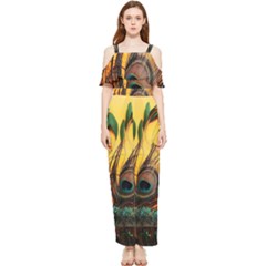 Oceans Stunning Painting Sunset Scenery Wave Paradise Beache Mountains Draped Sleeveless Chiffon Jumpsuit by Cemarart