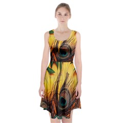 Sunset Illustration Water Night Sun Landscape Grass Clouds Painting Digital Art Drawing Racerback Midi Dress by Cemarart