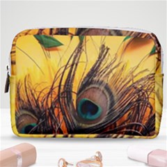 Sunset Illustration Water Night Sun Landscape Grass Clouds Painting Digital Art Drawing Make Up Pouch (medium) by Cemarart