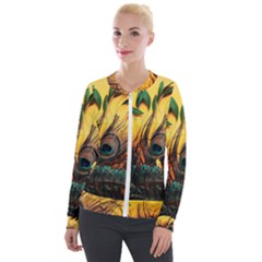 Sunset Illustration Water Night Sun Landscape Grass Clouds Painting Digital Art Drawing Velvet Zip Up Jacket by Cemarart