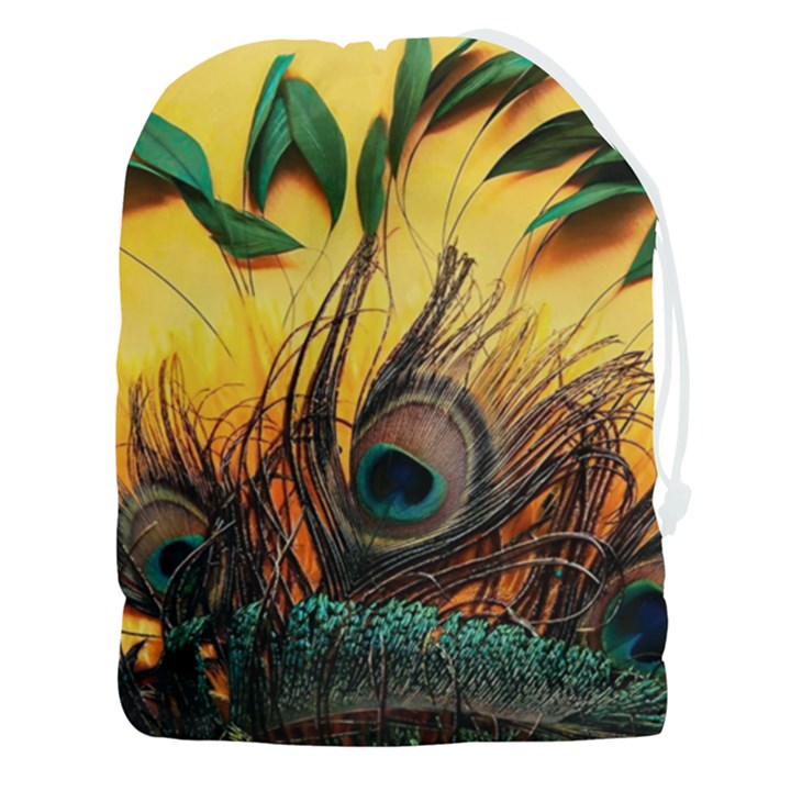 Sunset Illustration Water Night Sun Landscape Grass Clouds Painting Digital Art Drawing Drawstring Pouch (3XL)