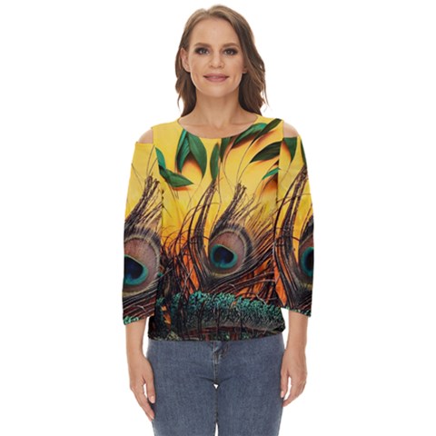 Sunset Illustration Water Night Sun Landscape Grass Clouds Painting Digital Art Drawing Cut Out Wide Sleeve Top by Cemarart