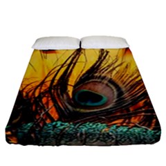 City Lights Sky Landmark Painting Fitted Sheet (queen Size) by Cemarart