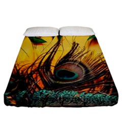 City Lights Sky Landmark Painting Fitted Sheet (california King Size) by Cemarart