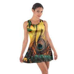 City Lights Sky Landmark Painting Cotton Racerback Dress by Cemarart