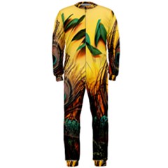 Forest Owl Art Snow Winter Onepiece Jumpsuit (men) by Cemarart