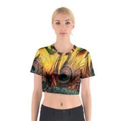 Forest Owl Art Snow Winter Cotton Crop Top by Cemarart