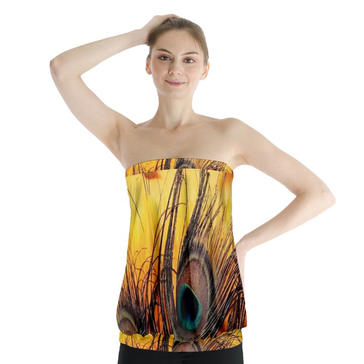 Forest Owl Art Snow Winter Strapless Top