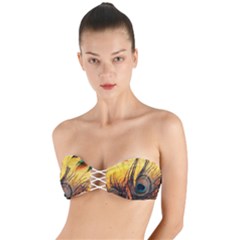 City Lights Sky Landmark Painting Twist Bandeau Bikini Top by Cemarart