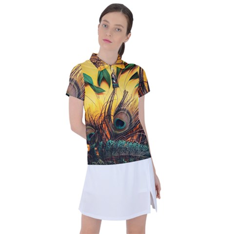 City Lights Sky Landmark Painting Women s Polo T-shirt by Cemarart