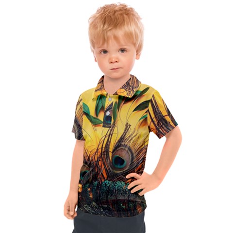 City Lights Sky Landmark Painting Kids  Polo T-shirt by Cemarart