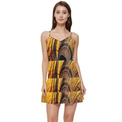 City Lights Sky Landmark Painting Short Frill Dress by Cemarart