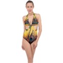 Forest Owl Art Snow Winter Halter Front Plunge Swimsuit View1