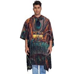 City Lights Sky Landmark Painting Men s Hooded Rain Ponchos by Cemarart