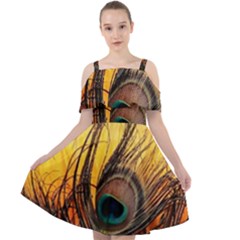 Forest Owl Art Snow Winter Cut Out Shoulders Chiffon Dress by Cemarart