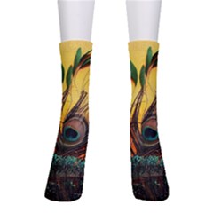 Forest Owl Art Snow Winter Crew Socks by Cemarart