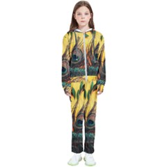 Forest Owl Art Snow Winter Kids  Tracksuit by Cemarart