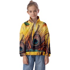 Forest Owl Art Snow Winter Kids  Half Zip Hoodie