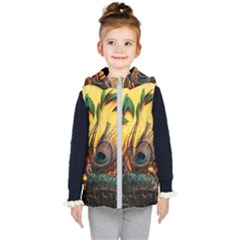 Landscape Bright Scenery Drawing Rivers Blue Lovely Kids  Hooded Puffer Vest by Cemarart