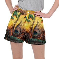 Landscape Bright Scenery Drawing Rivers Blue Lovely Women s Ripstop Shorts by Cemarart