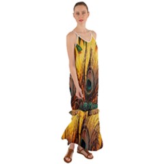 Landscape Bright Scenery Drawing Rivers Blue Lovely Cami Maxi Ruffle Chiffon Dress by Cemarart