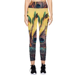 Landscape Bright Scenery Drawing Rivers Blue Lovely Pocket Leggings  by Cemarart