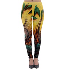 Asian Retro Vintage Art Korea China Japan Lightweight Velour Leggings by Cemarart