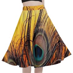 Landscape Bright Scenery Drawing Rivers Blue Lovely A-line Full Circle Midi Skirt With Pocket by Cemarart