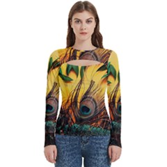 Landscape Bright Scenery Drawing Rivers Blue Lovely Women s Cut Out Long Sleeve T-shirt by Cemarart